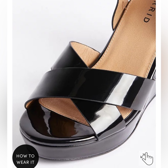 Torrid size 9 ww NWT patent black strappy platform wedge sandal - Picture 5 of 5